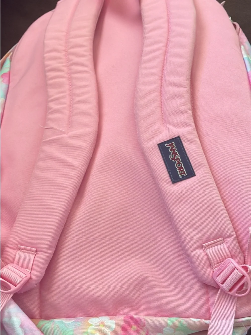 Jansport Pink Pastel Floral Backpack with Mint Accents